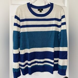 J Jason Wu Women's Large Sweater Multi Striped Bright Navy NEW